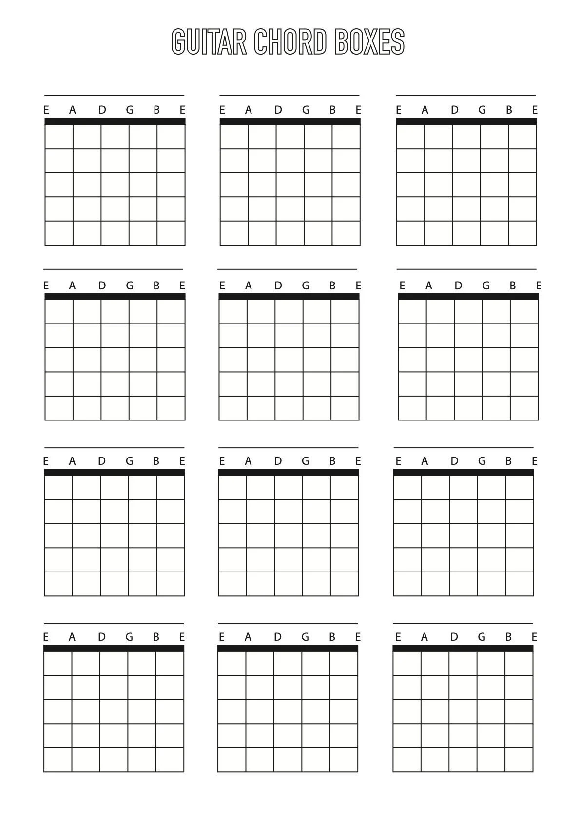 Printable Blank Guitar Chord Chart