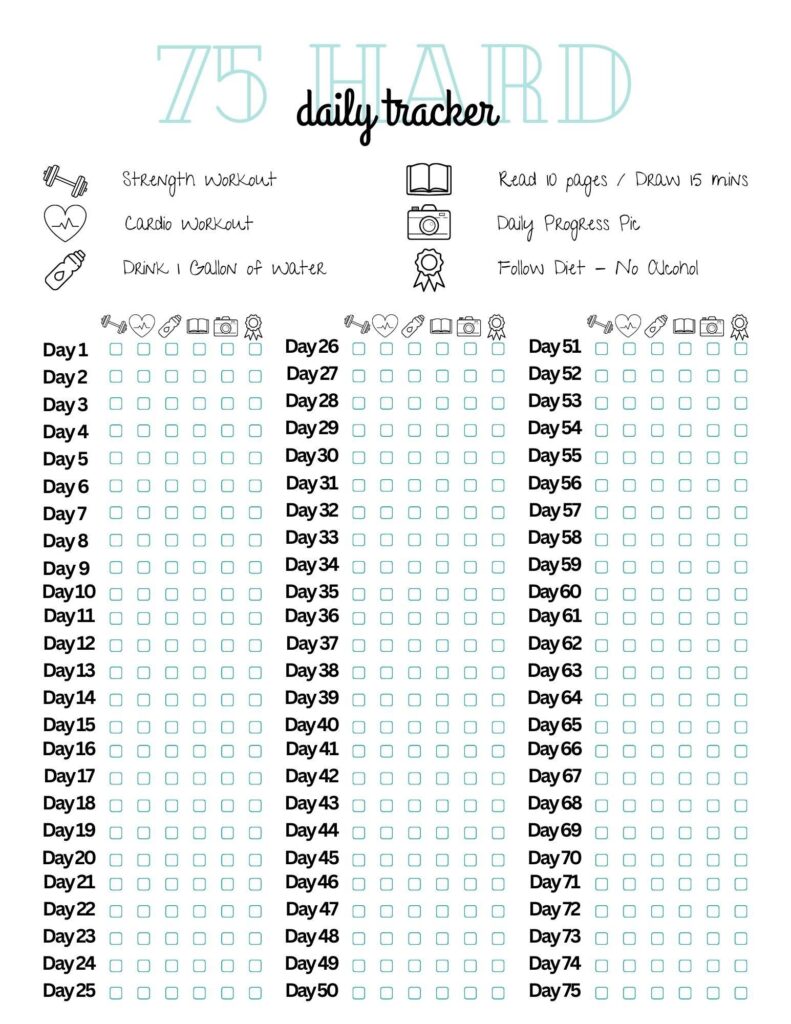 Here s A Printable I Made Use As You Please R 75HARD