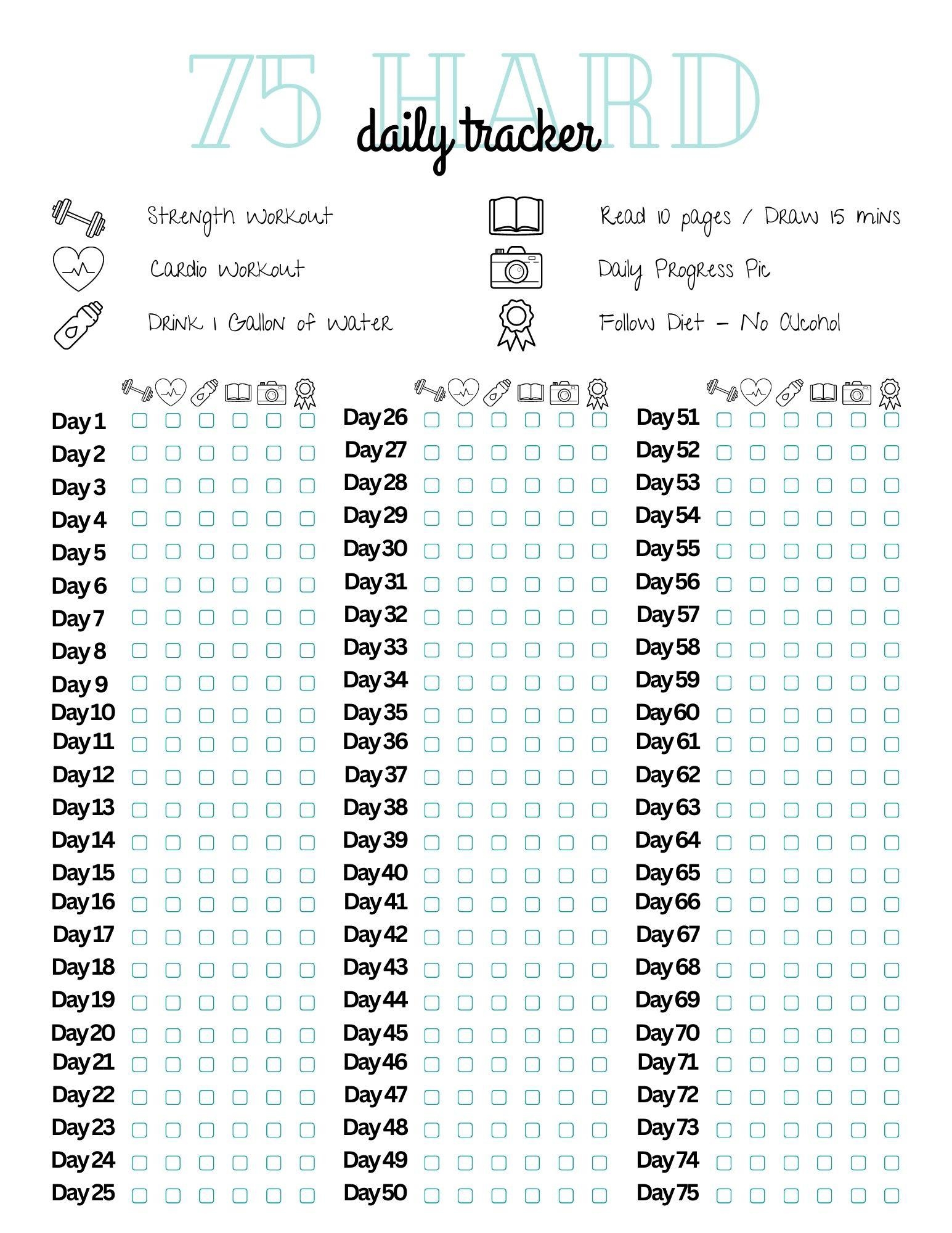 75 Hard Chart Printable