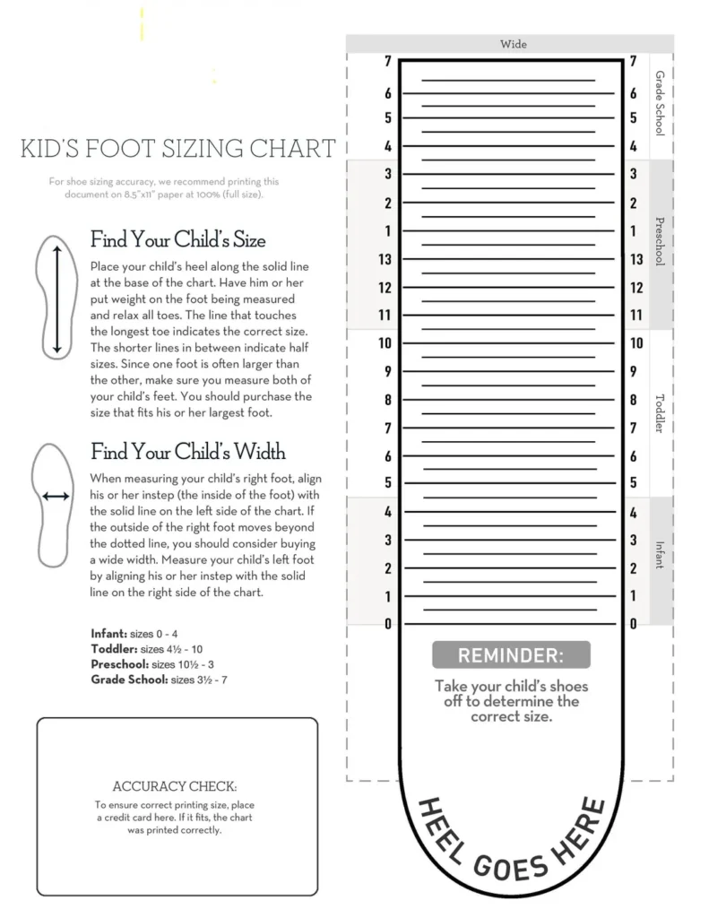 Kids Foot Sizer Chart Toddler Child Shoe Size Determiner instant Download Etsy Israel