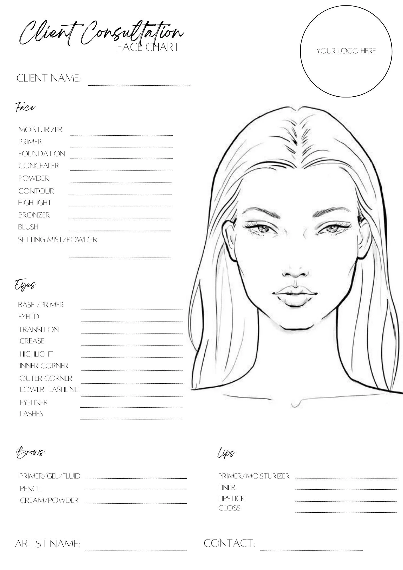 Printable Makeup Chart