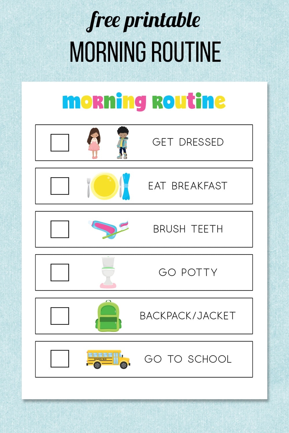 Childrens Routine Charts Free Printable