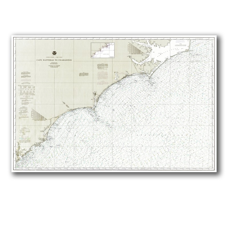 North Carolina Coast Nautical Chart Islands Art Bookstore