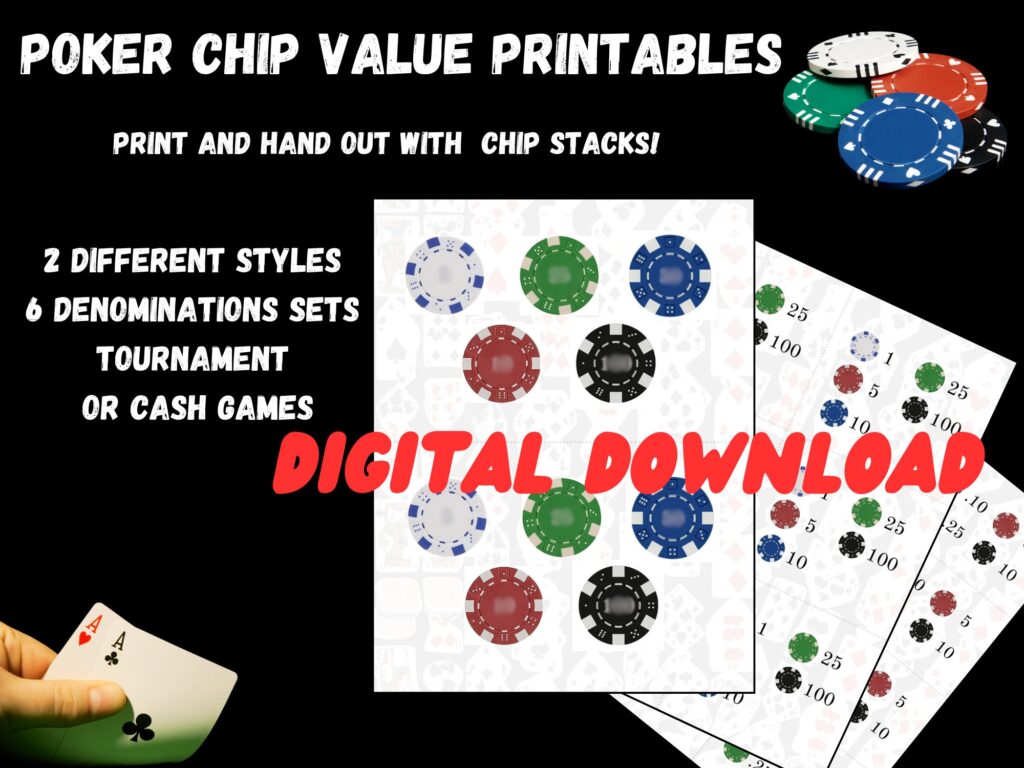Poker Chip Value Printables Etsy