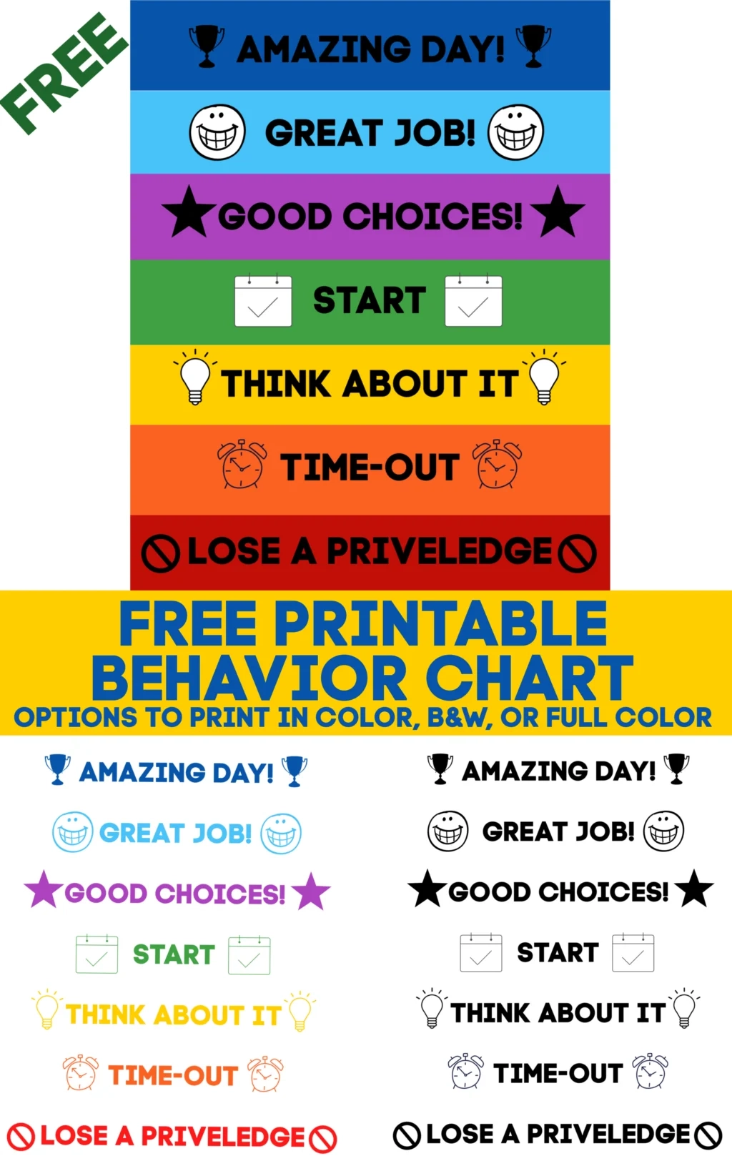 Free Printable Behavior At Home Chart
