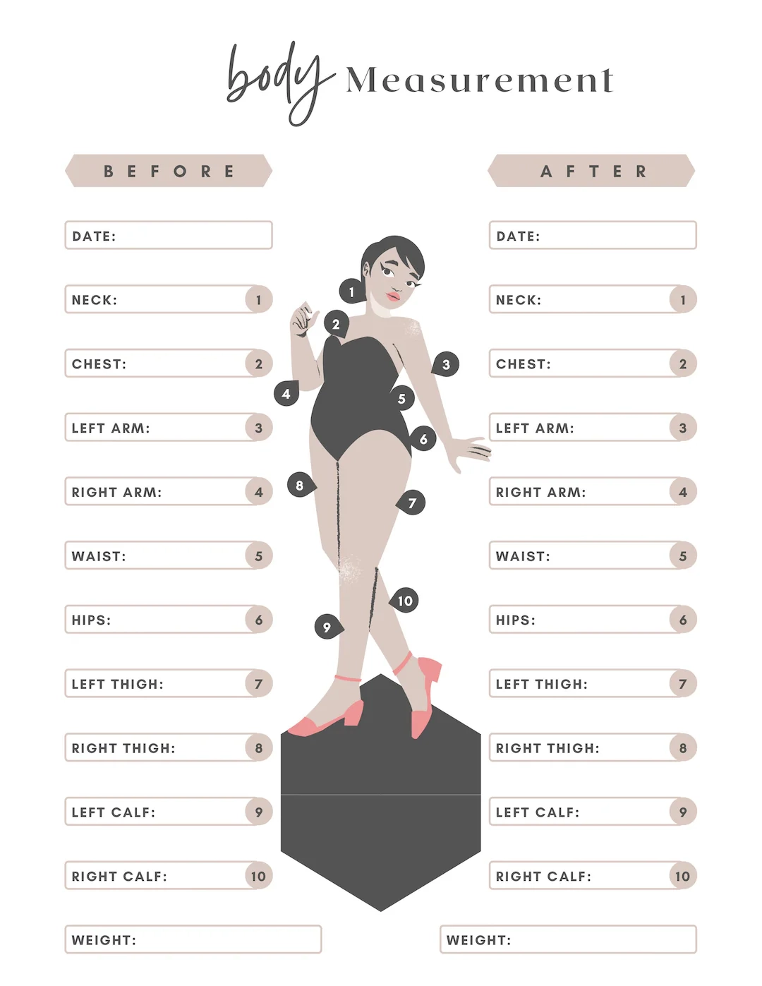 Weight Loss Measurement Chart Printable