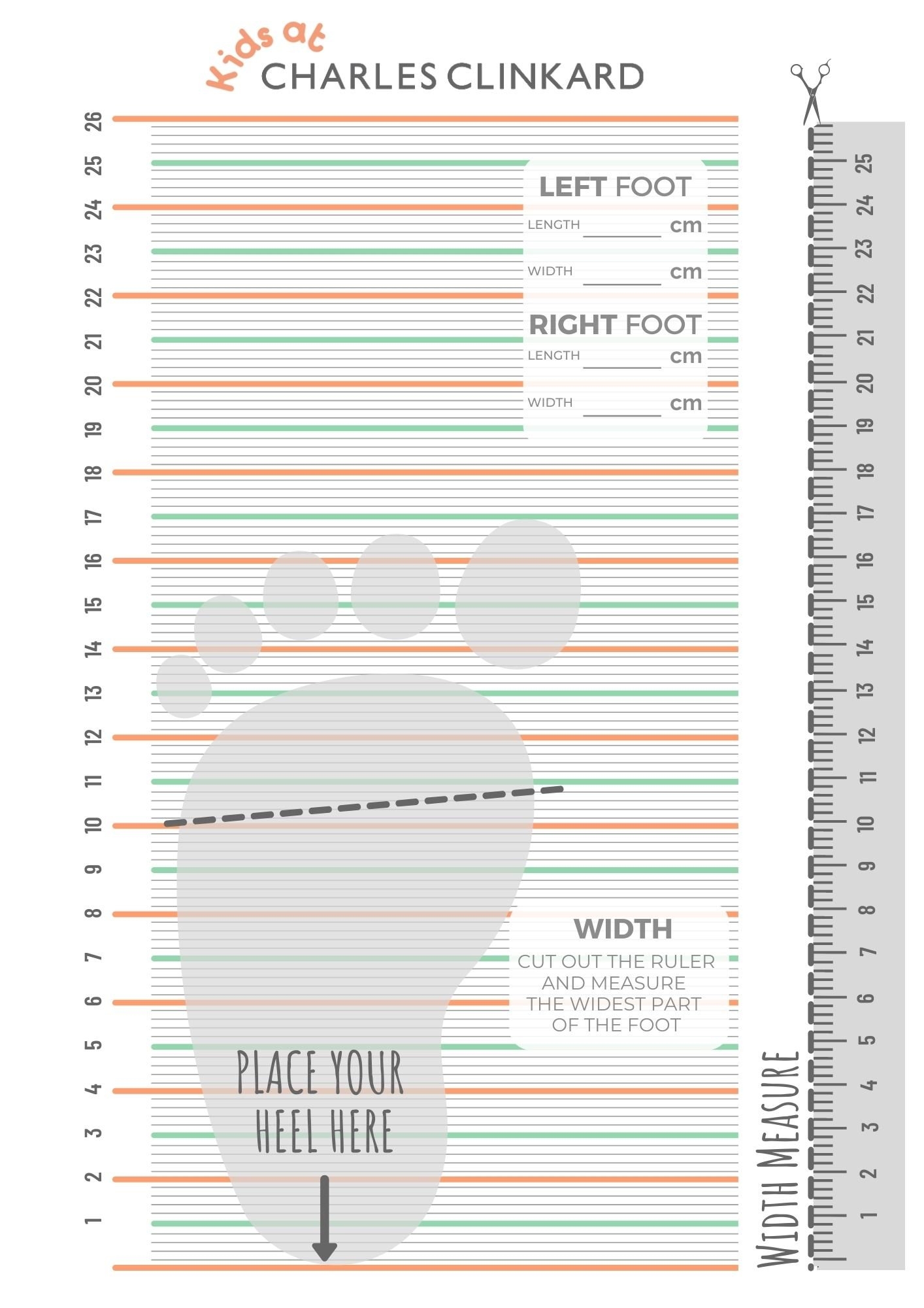 Free Printable Foot Size Chart Free Printable Foot Size Chart