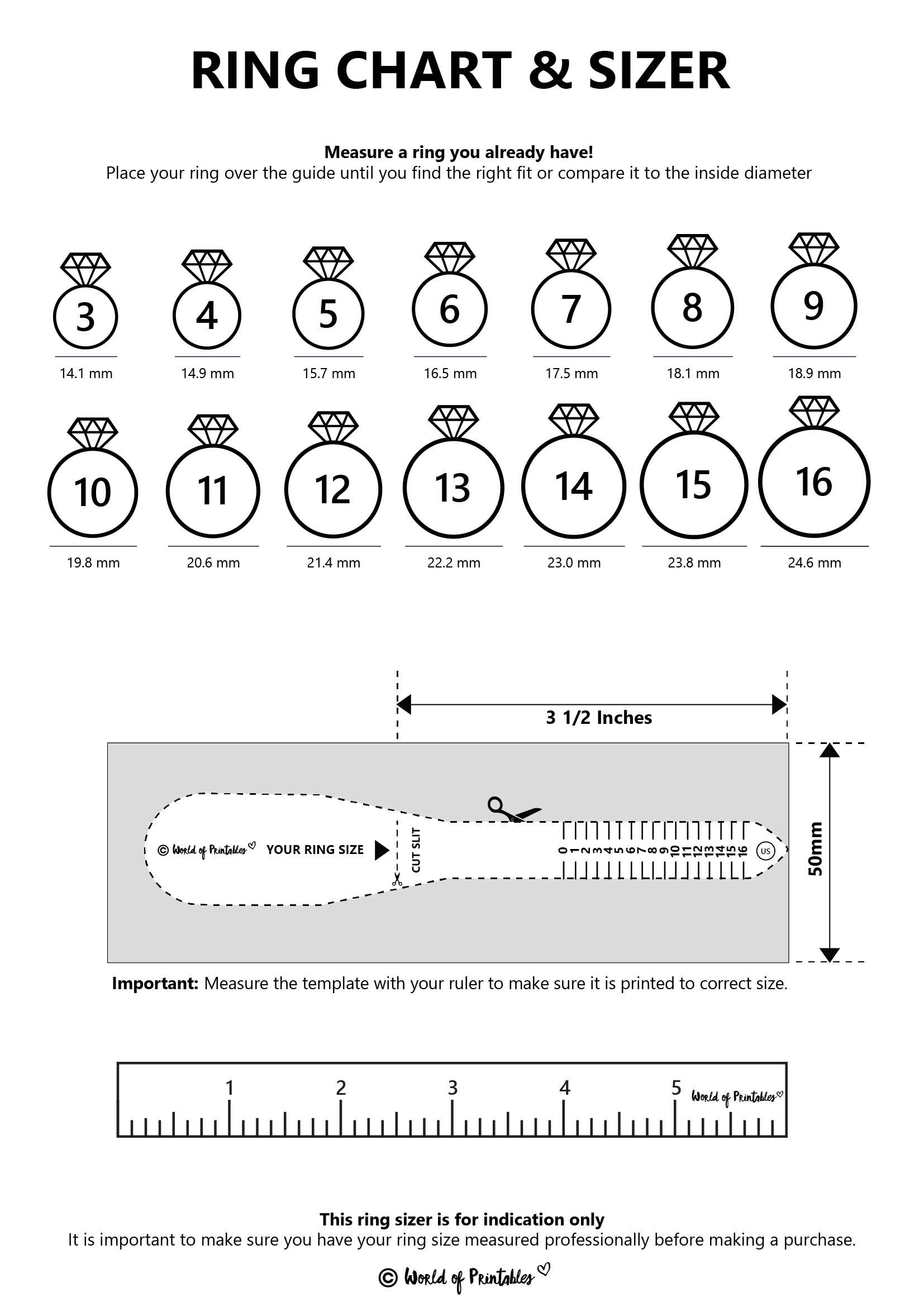 Printable Ring Gauge Chart Printable Ring Gauge Chart