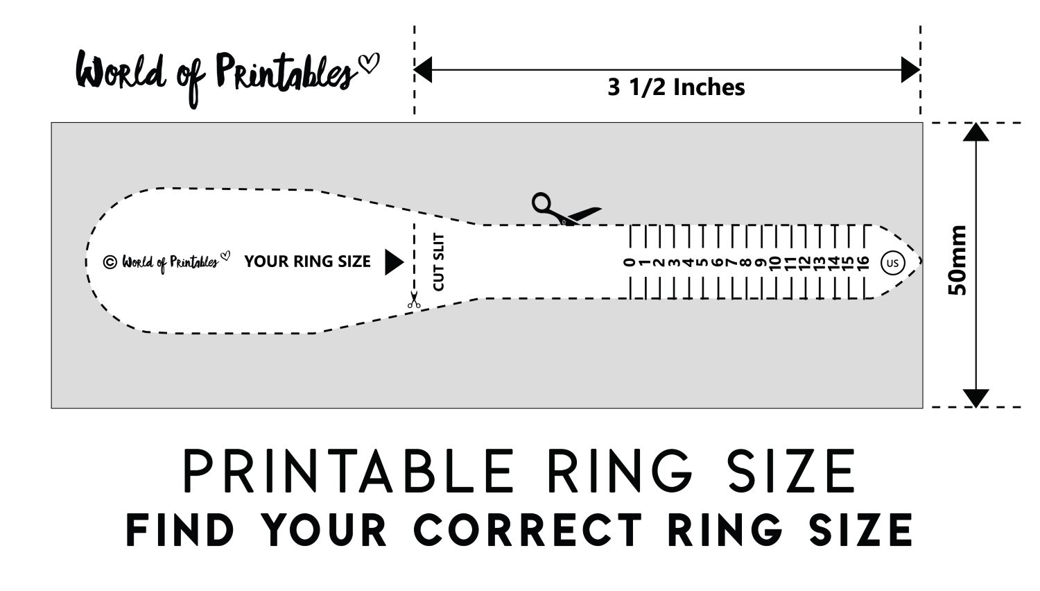 Ring Size Chart Printable Women's