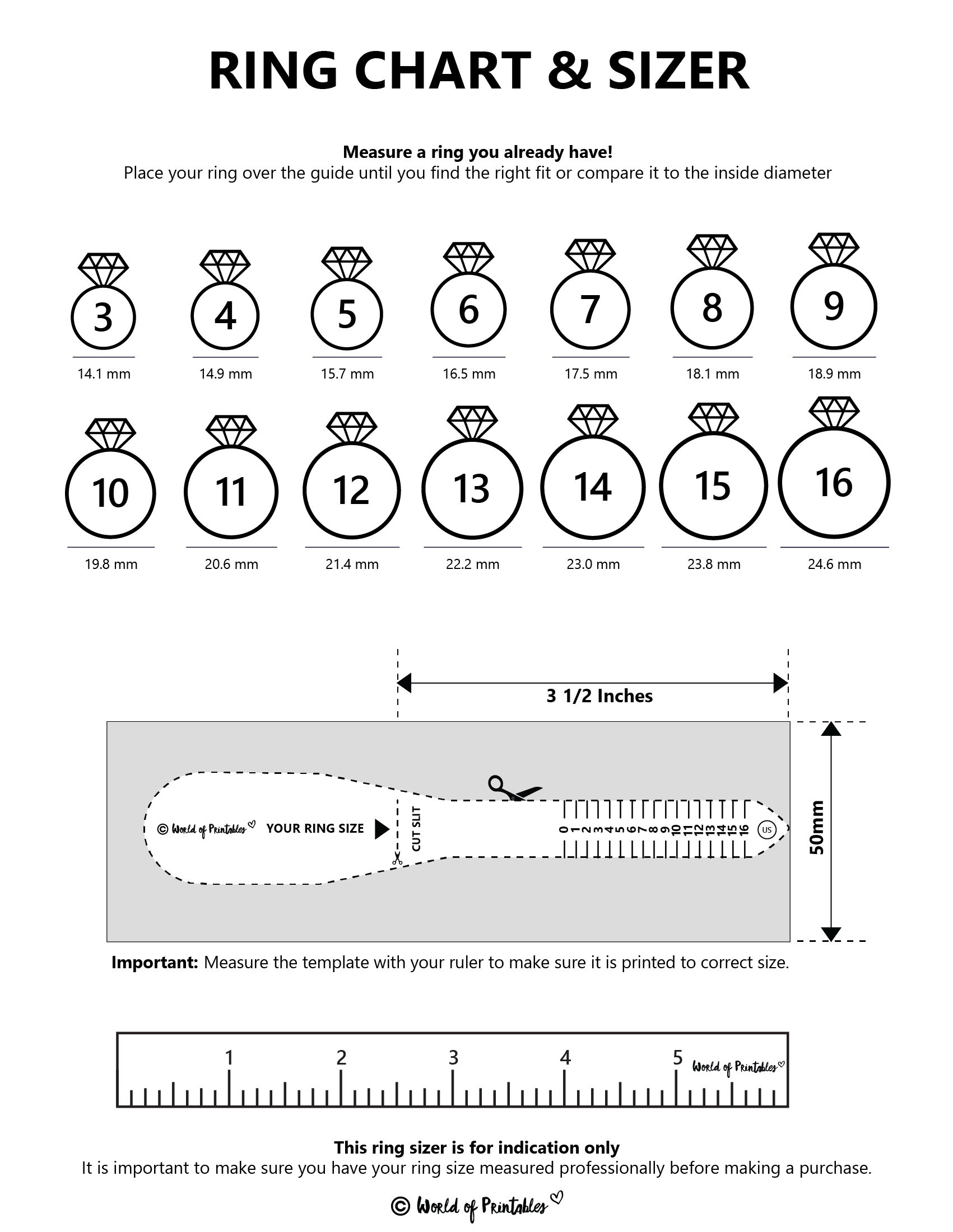 Printable Finger Size Chart