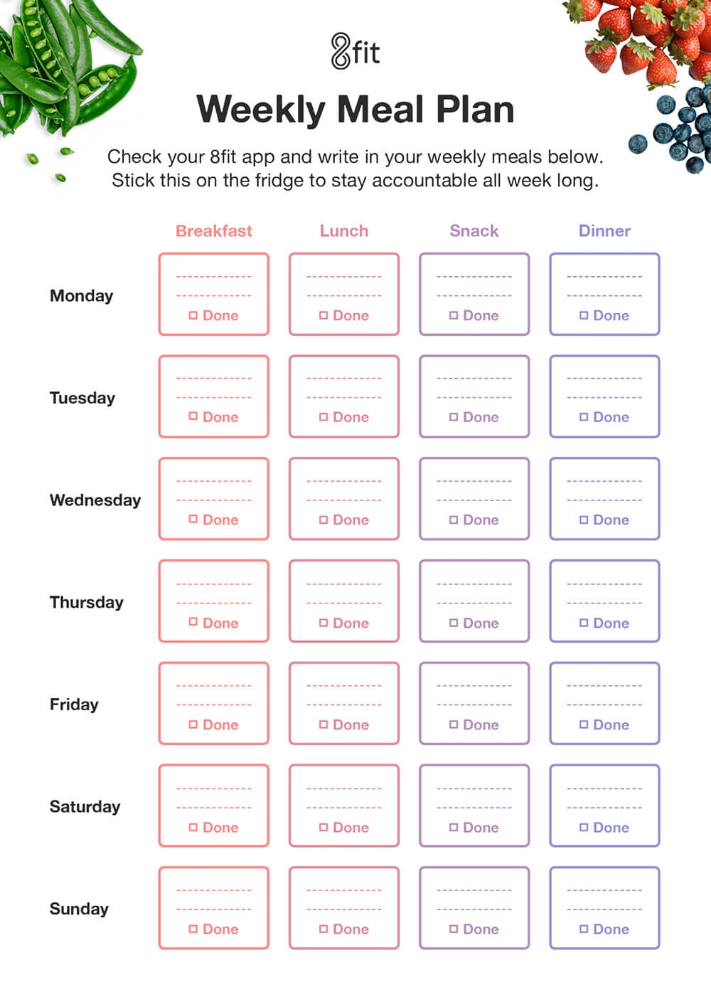 Weight Loss Printable Meal Planning Template