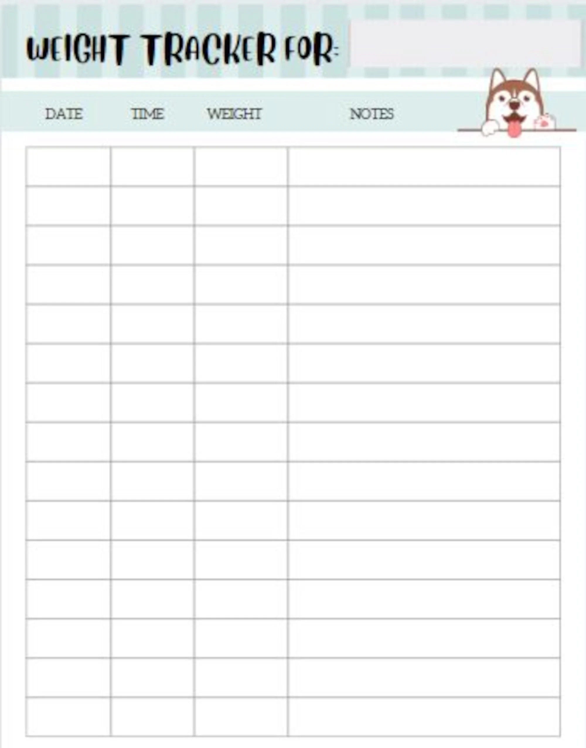 Weight Chart Puppy Printable