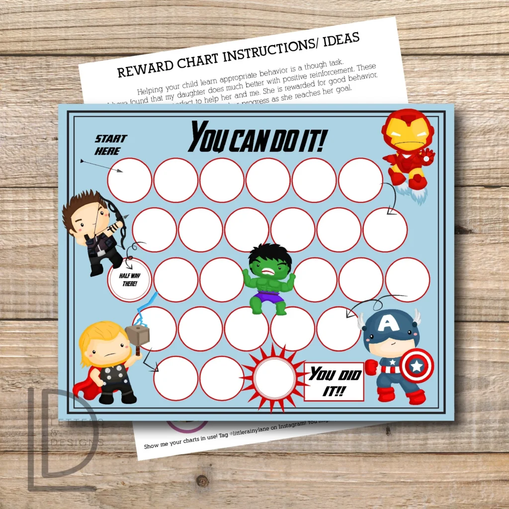 Reward Chart Super Hero Reward Chart Printable Instant Download Printable Etsy
