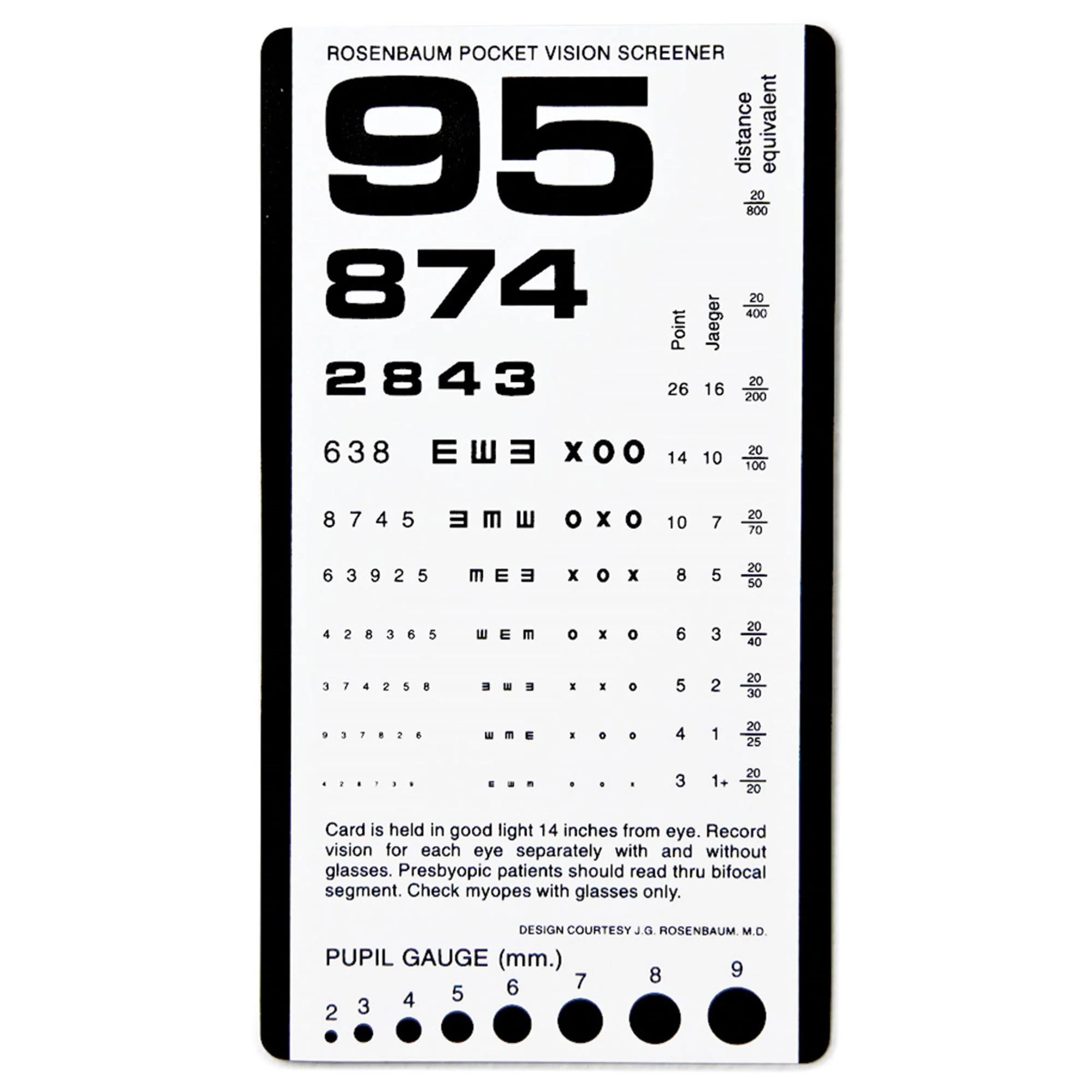 Printable Rosenbaum Eye Chart