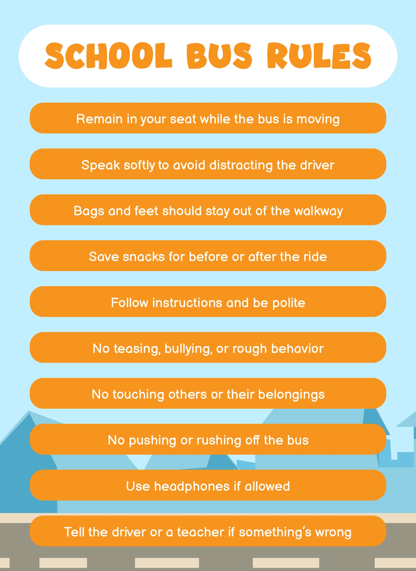 Free Printable Bus Safety Chart