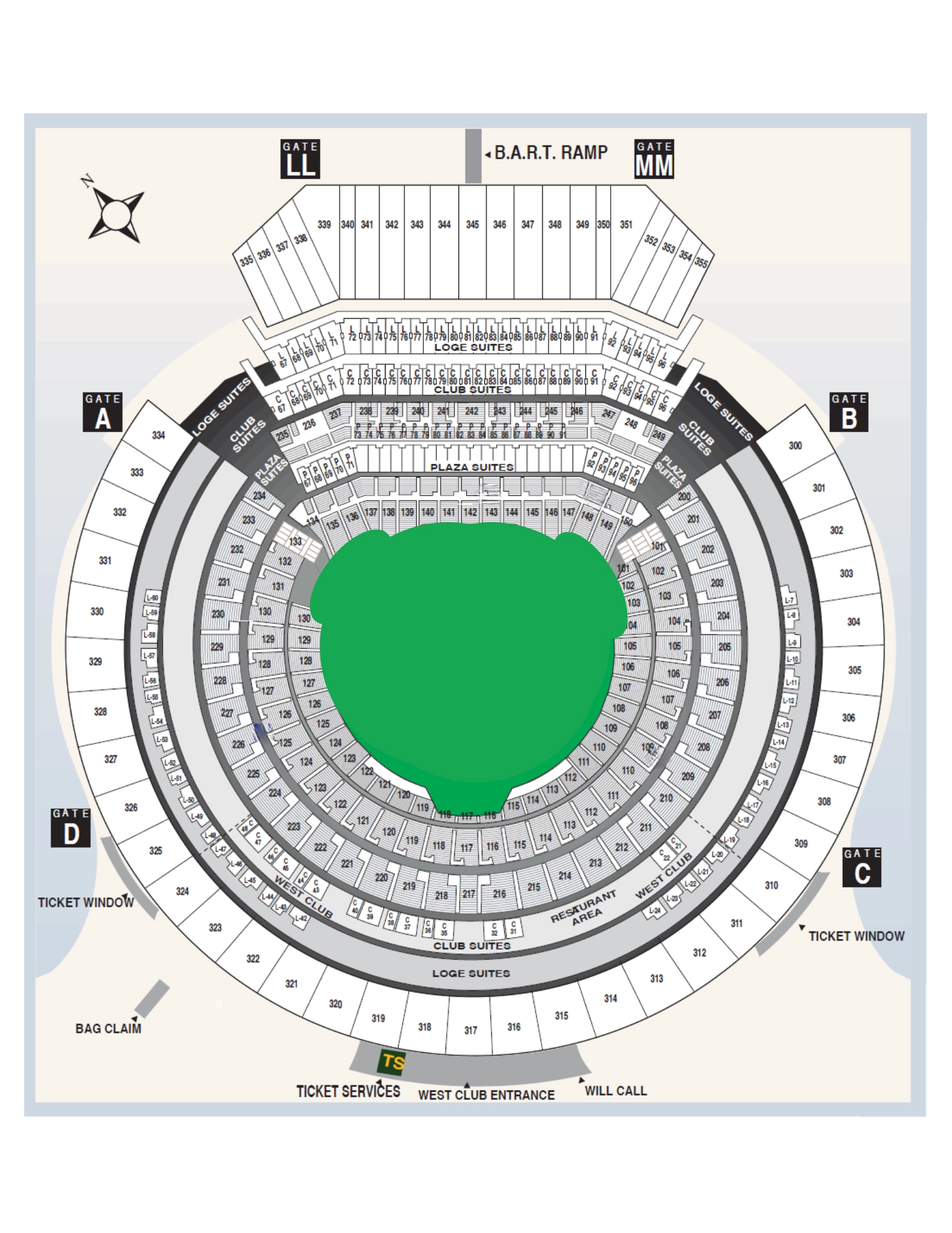 Printable Seating Chart For Oakland Coliseum