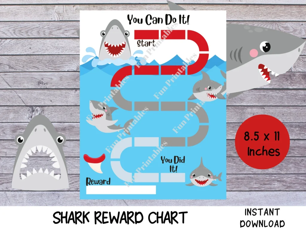 Shark Reward Chart Printable Kids Behavior Chart Reward Chart For Boys Etsy