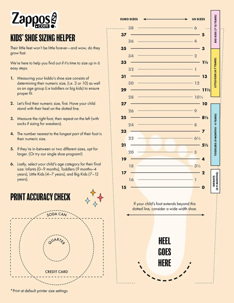 Shoe Size Measuring Chart Printable Foot Chart Printable Foot Measurement Print Out Size Conversion