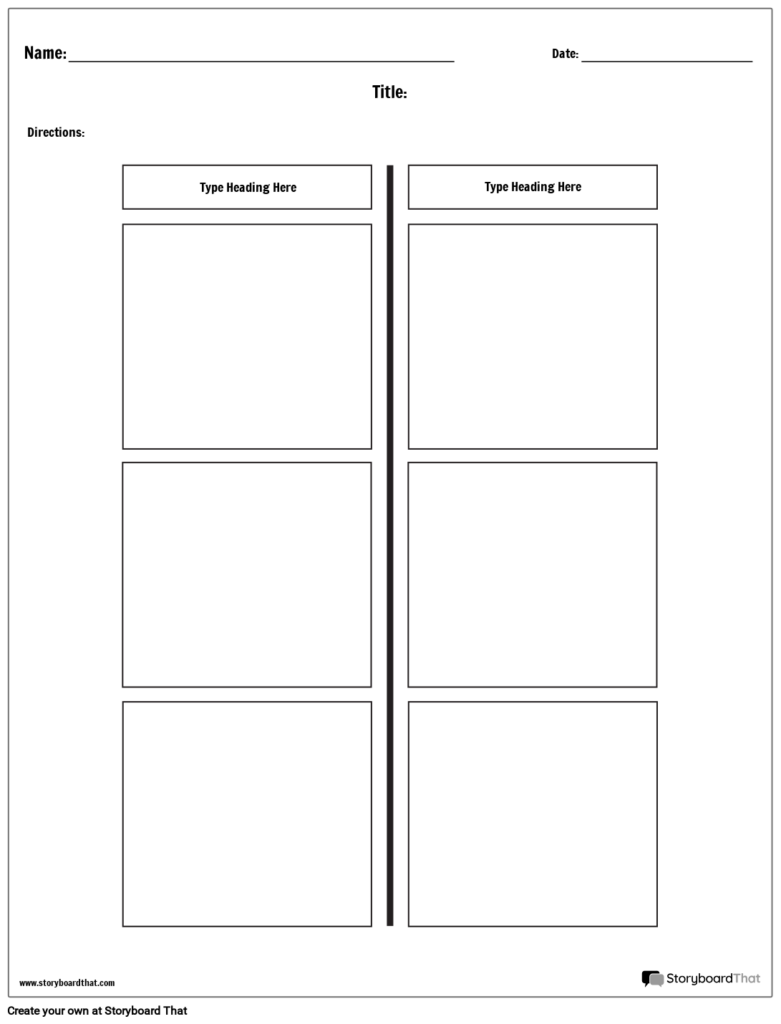 Simple 2 Columns T Chart Worksheet Template Storyboard
