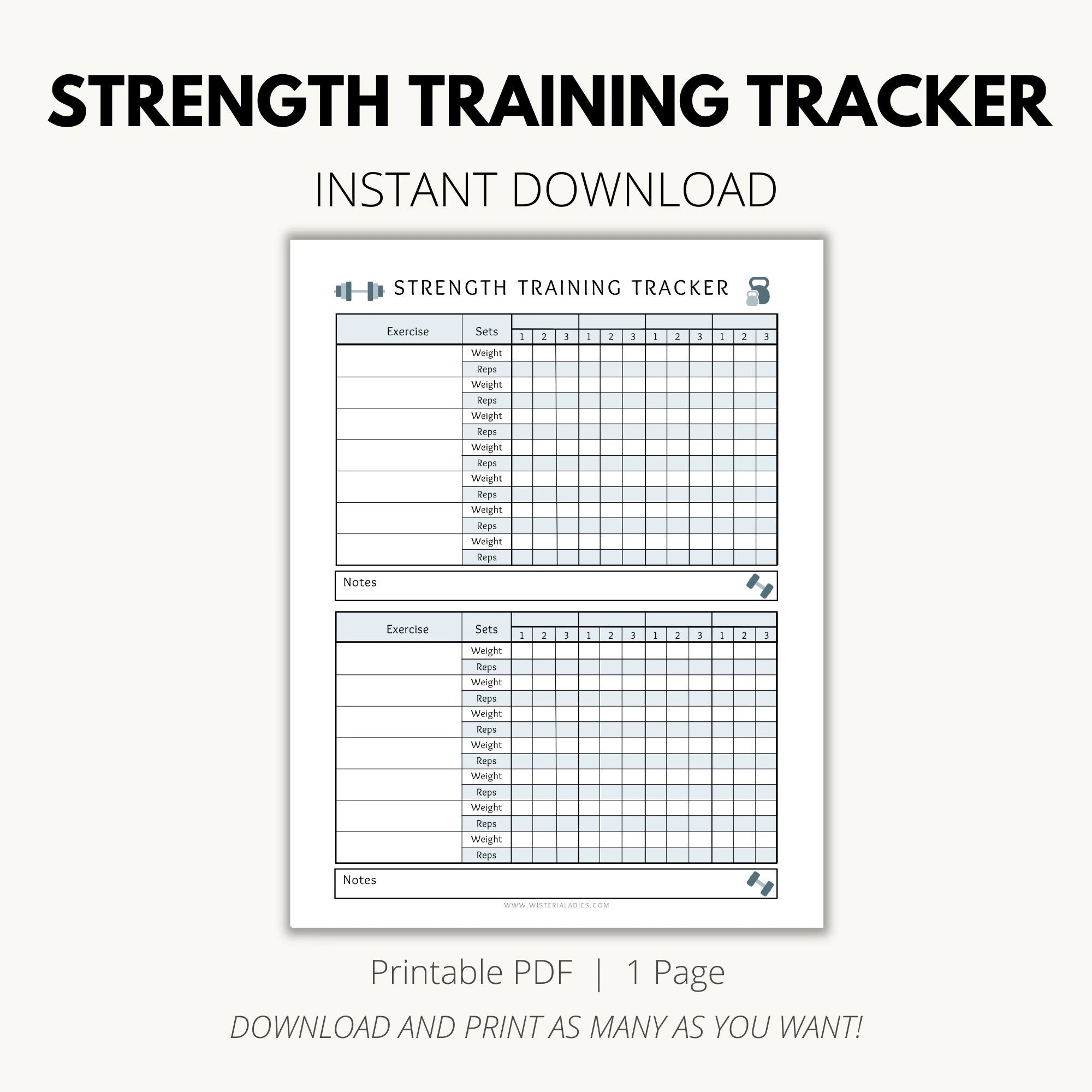 Printable Weight Lifting Workout Chart
