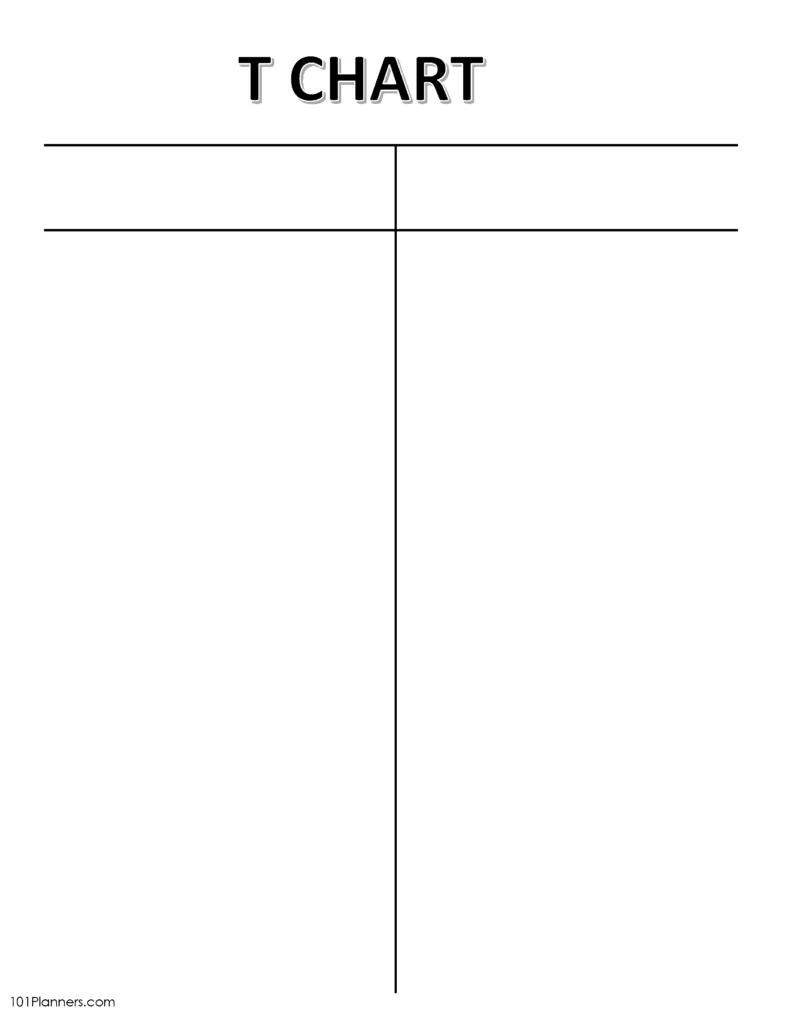 T Chart Template Online Or Editable And Printable