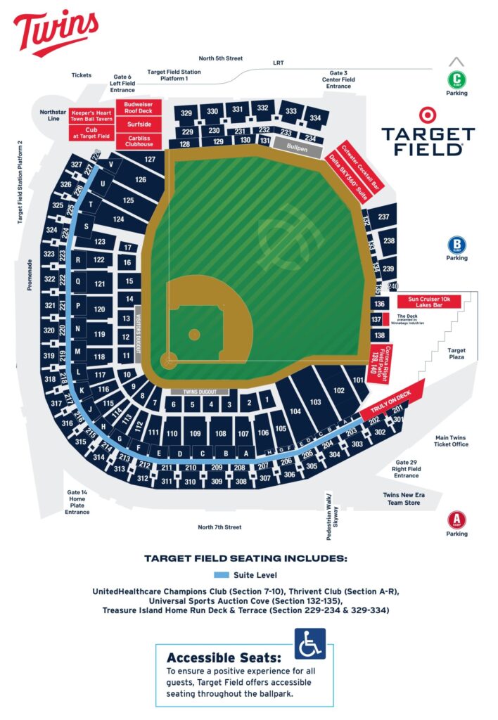 Target Field Seating Map Minnesota Twins
