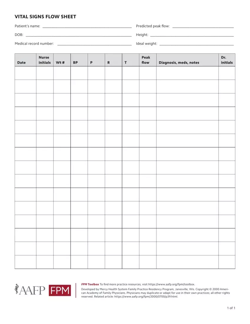 Free Blank Printable Vital Signs Chart