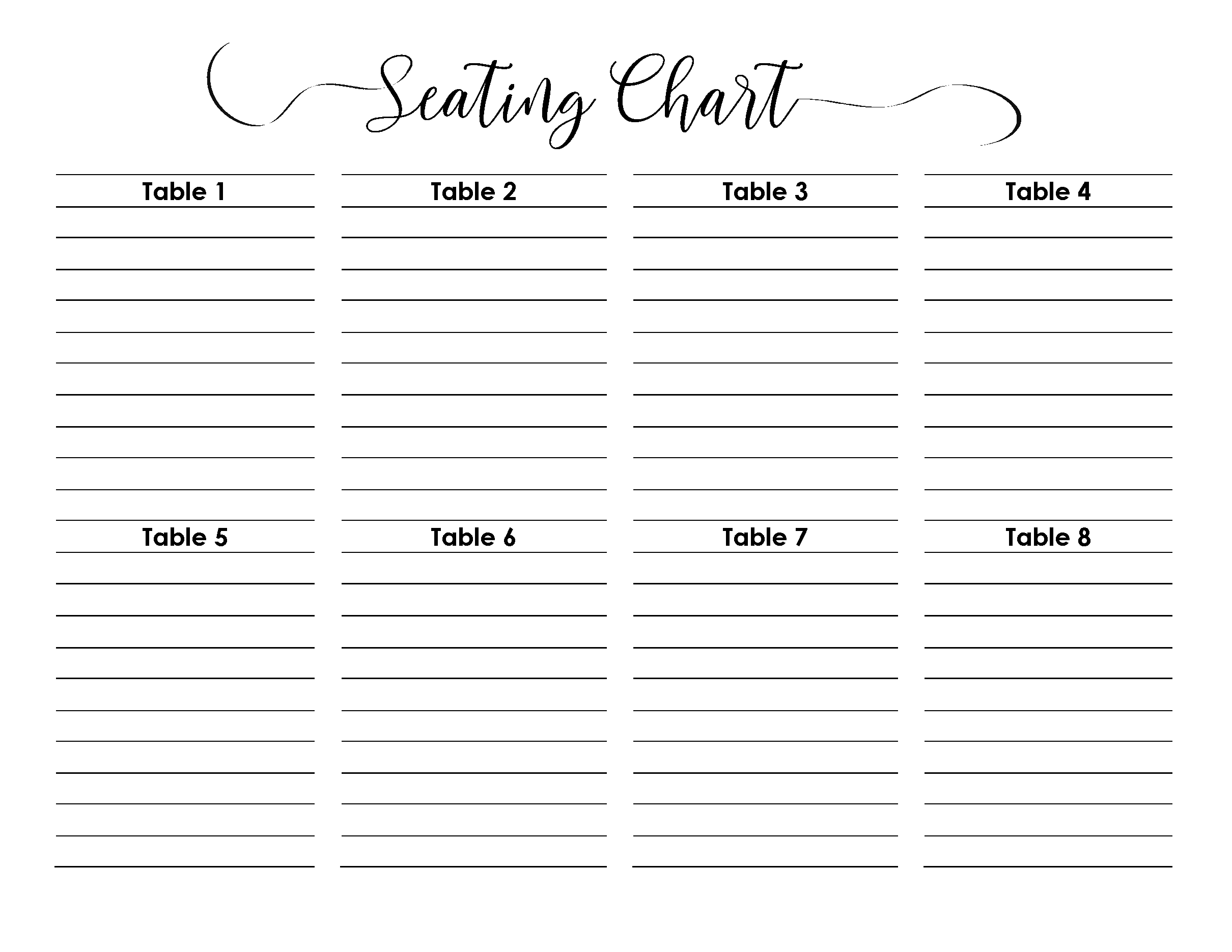 Free Printable Seating Chart Free Printable Seating Chart