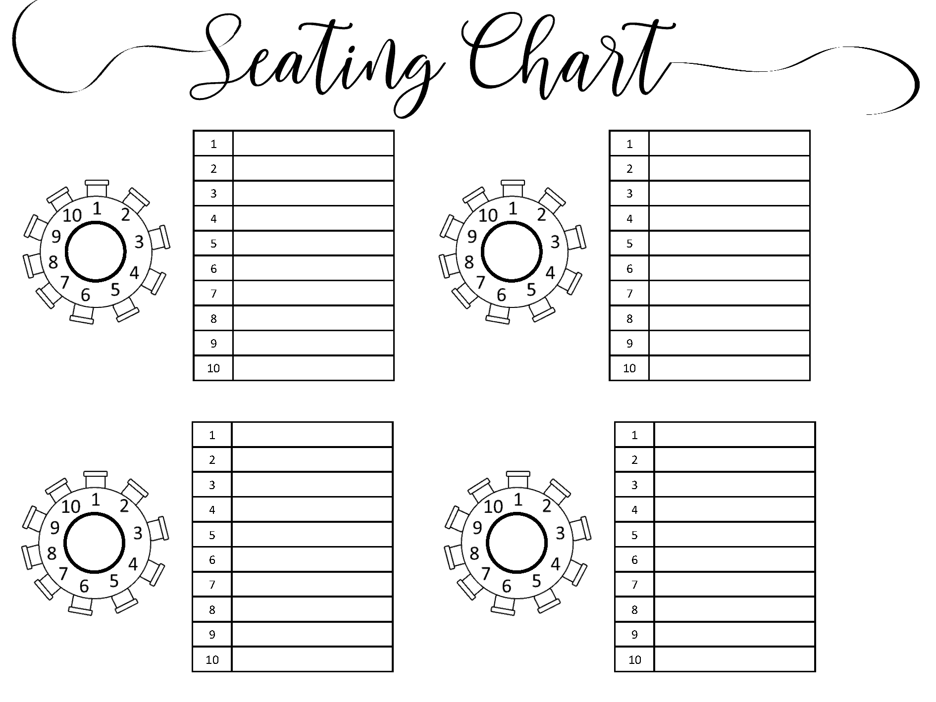 Wedding Printable Seating Chart