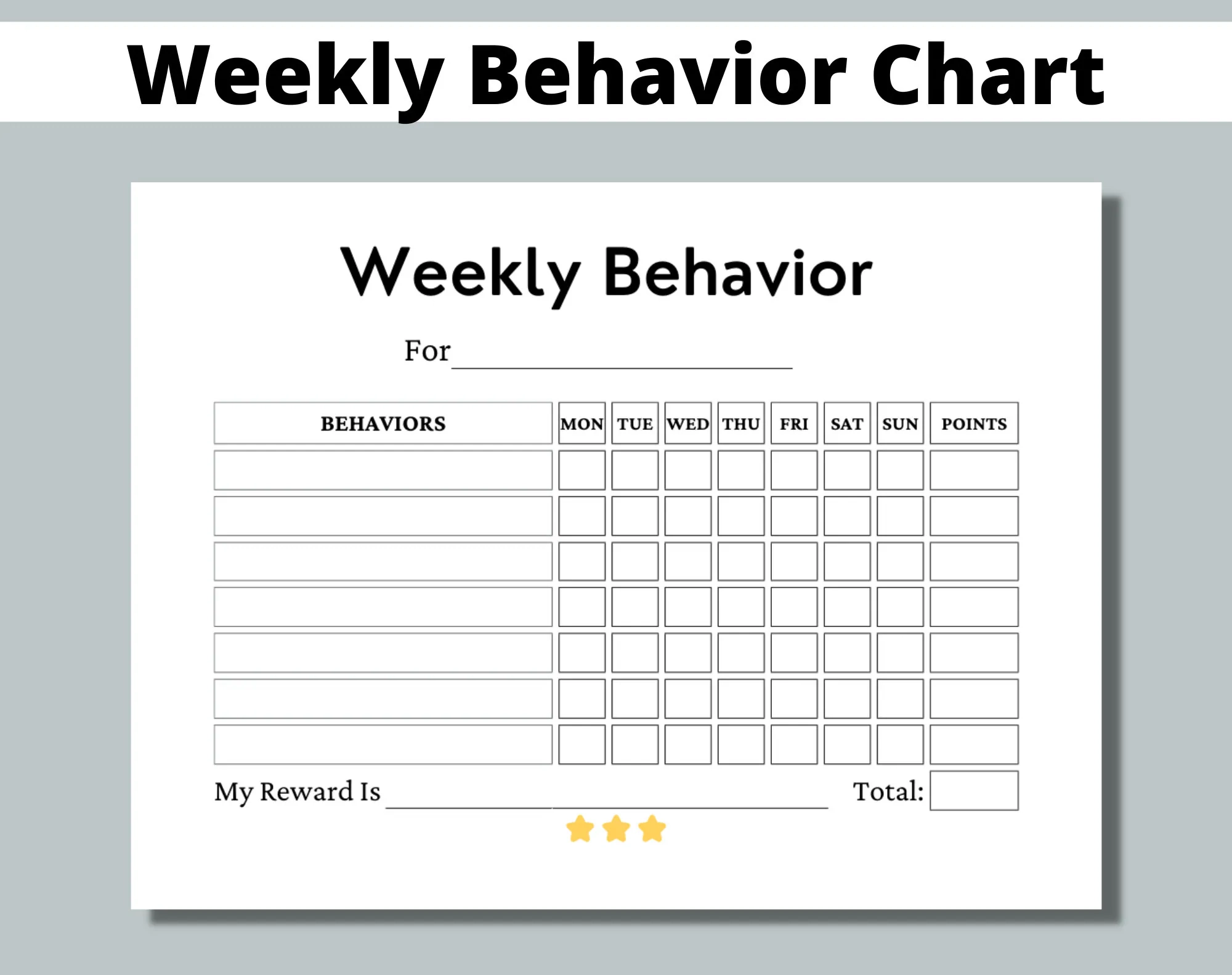 Behavior Chart Printable Weekly Behavior Chart Printable Weekly