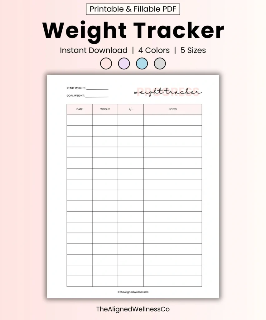 Weight Loss Tracker Printable Digital Pdf Weightloss Journal Daily Weekly Monthly Weight Log Record Sheet Health Fitness Exercise Tracker Etsy